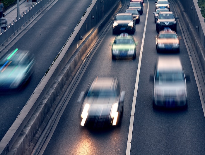 Evening traffic on a Texas Highway