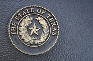A close up of the great seal of the State of Texas
