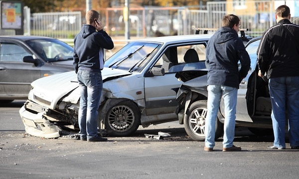 Two Cars in an Intersection After an Accident