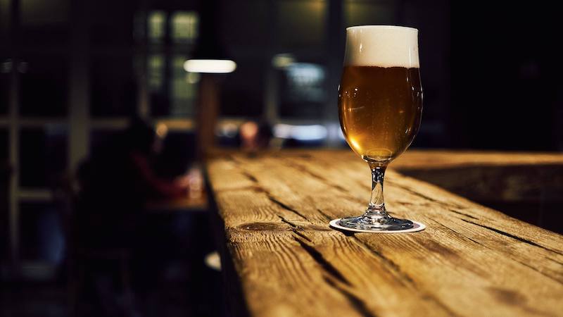 beer on a wooden bar