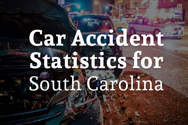 A rear-end collision with the words, car accident statistics for South Carolina.