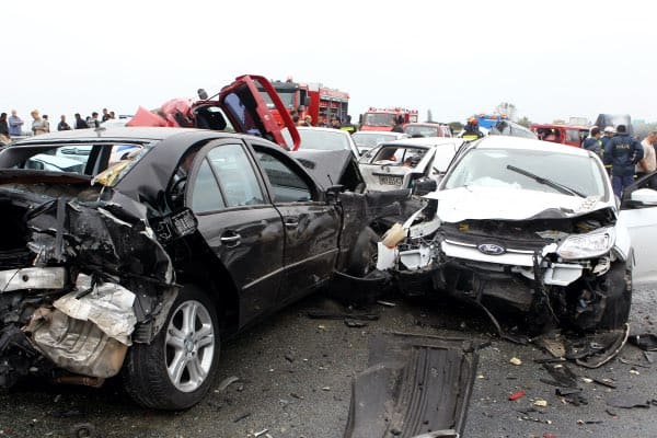 A horrific accident involving multiple vehicles.