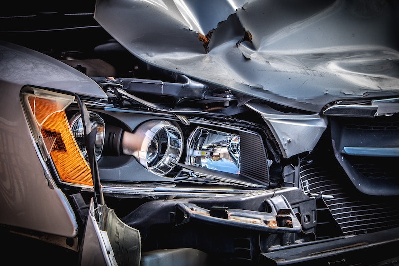 front end car wreck damage