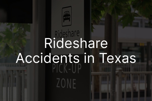 A rideshare sign with the words, ride share accidents in Texas.