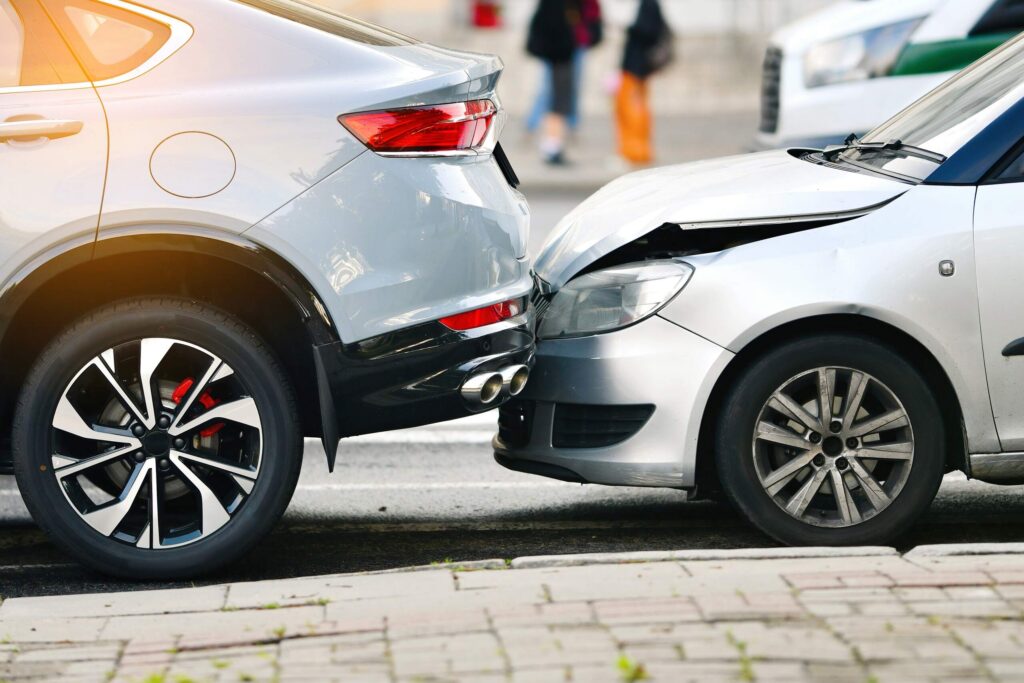 Two vehicles involved in a crash after one driver pulled out in front of oncoming traffic, a common cause of car accidents in Arlington, Texas